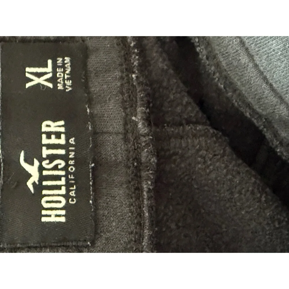 Hollister Men XL Black Fleece Sweat Shorts Drawstring Logo Athletic Loungewear